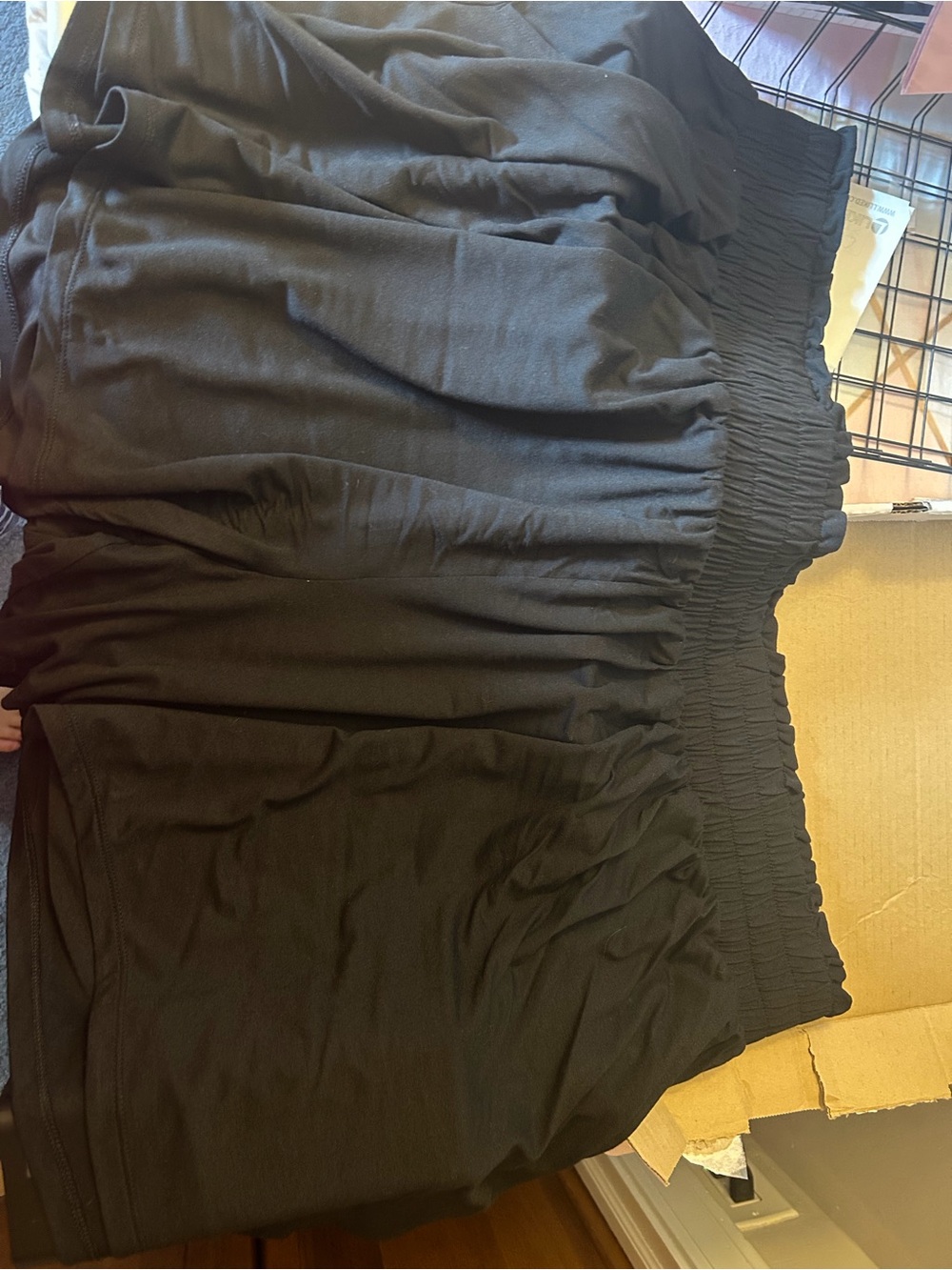 Black Elastic-Waist Shorts